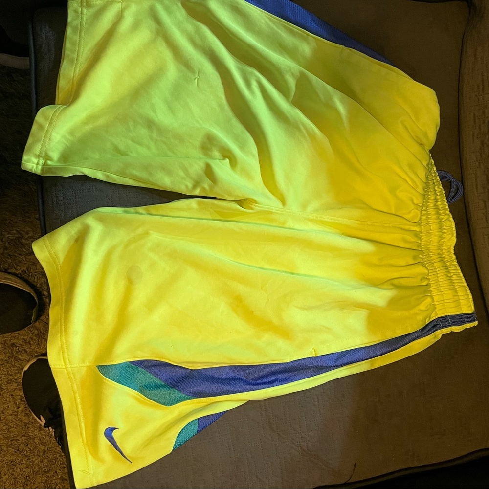 Nike Men's Vibrant Yellow and Blue / green Legend Athletic Shorts